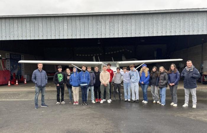 The students of this college flew in a small plane from Calvados