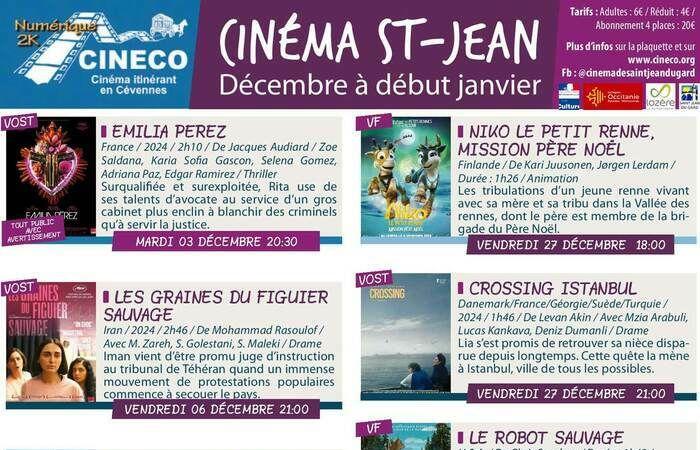 Cinéco, traveling cinema in the Cévennes – December 2024 Cineco cinema – Stevenson Saint-Jean-du-Gard Tuesday December 3, 2024