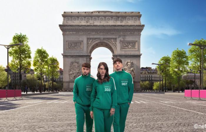 A giant “1, 2, 3 Soleil” on the Avenue des Champs-Élysées for the return of the “Squid Game” phenomenon