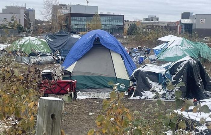 Woman injured in fire at homeless encampment