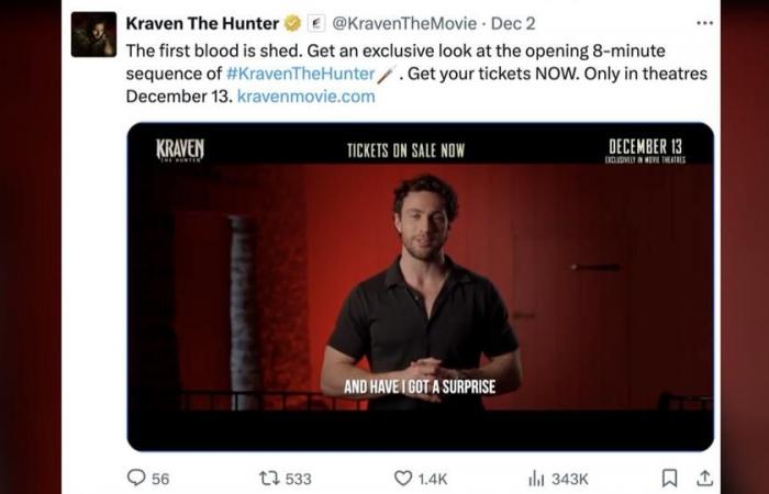 The first 8 minutes of the Kraven The Hunter film shared by SONY