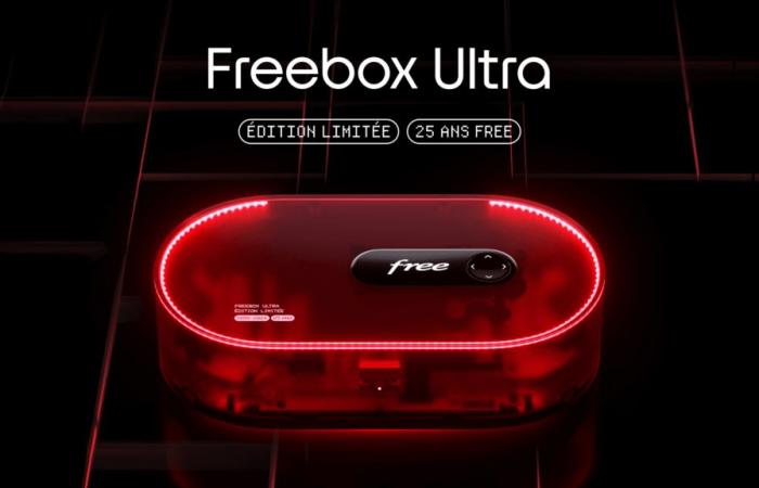 A limited edition Freebox Ultra, with transparent shell and LED ribbon