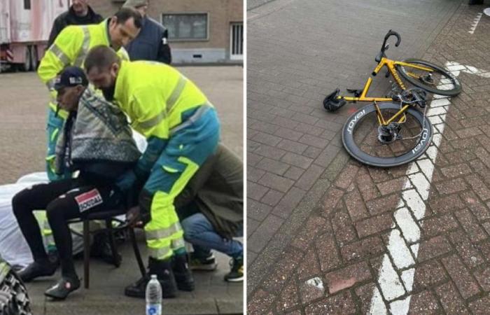 ‘Completely shrunk and as pale as a corpse,’ say bystanders about Evenepoel who had fallen badly