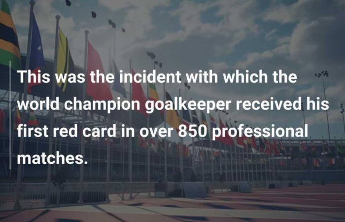 This was the incident with which the world champion goalkeeper received his first red card in over 850 professional matches.