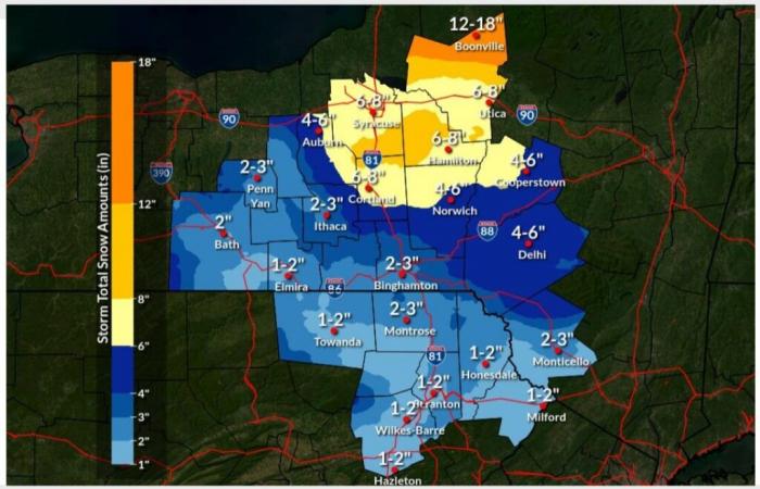 Expect 5 to 8 inches of snow