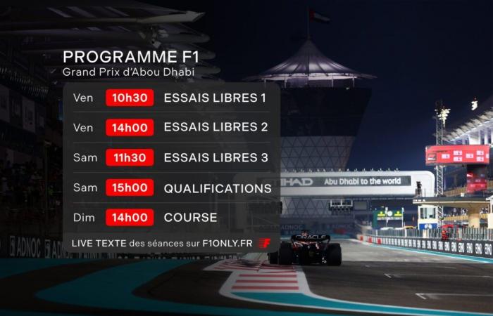 Schedule and times for the 2024 F1 Abu Dhabi Grand Prix