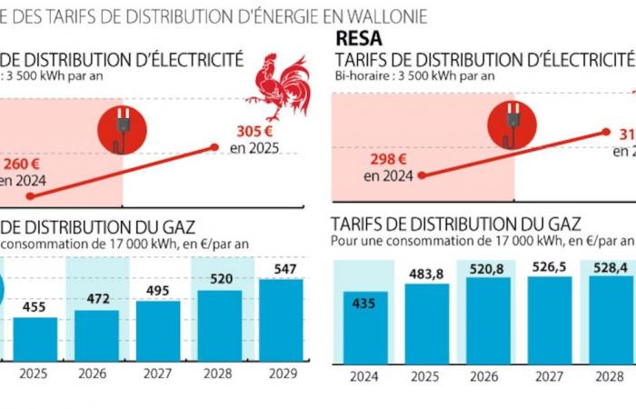 Energy distribution will cost more in Wallonia