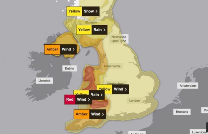 Storm Darragh latest: ‘Danger to life’ red warning in place as thousands without power, travel disrupted and Christmas events postponed | UK News