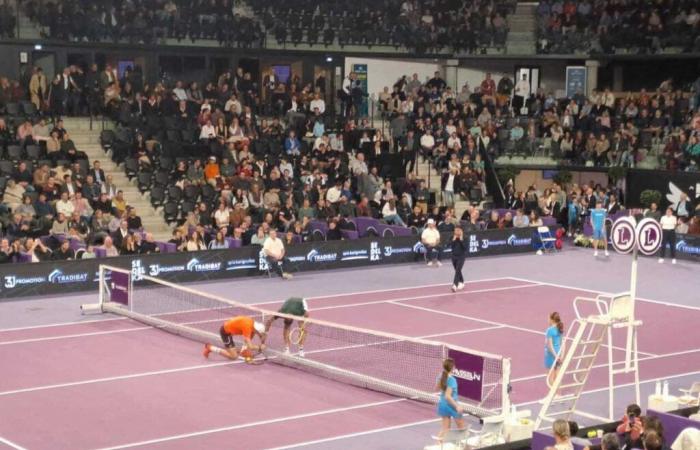 funny scene, Humbert and Gasquet repair the net