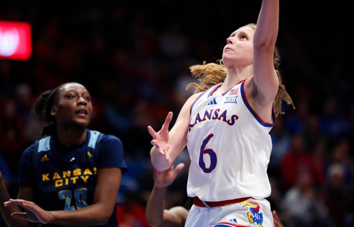 KU women cruise to 9-1 record via 30-point win over KC