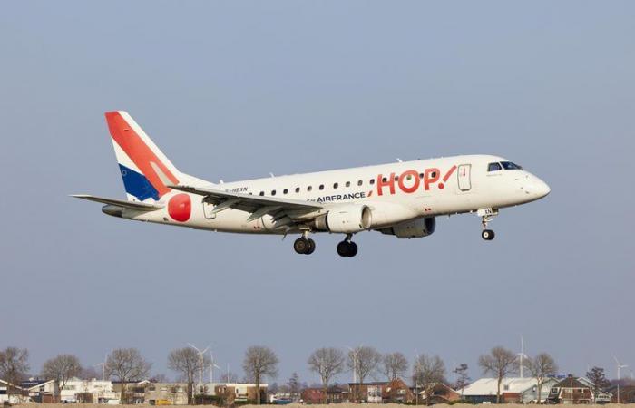 A plane misses its landing in Caen due to strong wind gusts, the pilot goes around at the last minute to land in Paris