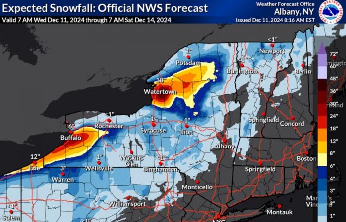 Parts of Upstate NY could see flooding rains, heavy lake effect snow