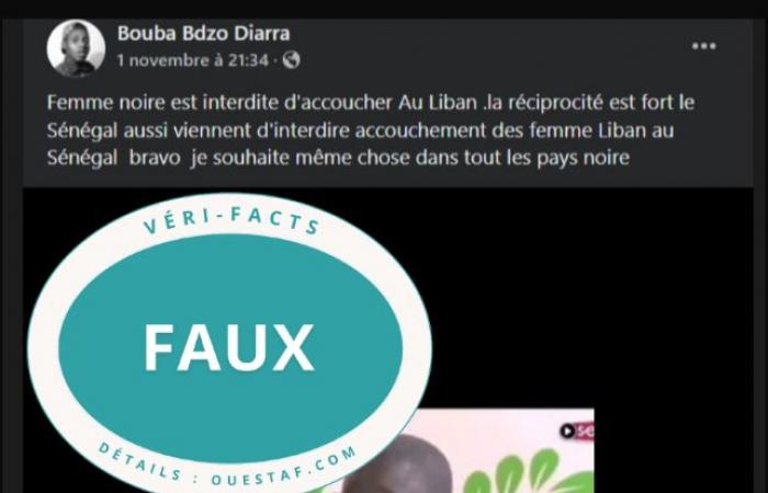 No ban on giving birth in Senegal for Lebanese women by reciprocity (Fact-checking) – Ouestaf.com