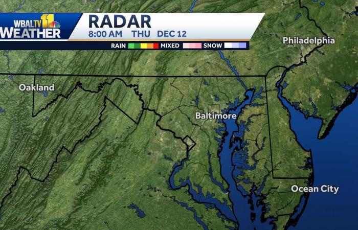 Impact Weather with heavy rain, wind gust, falling temps in Maryland