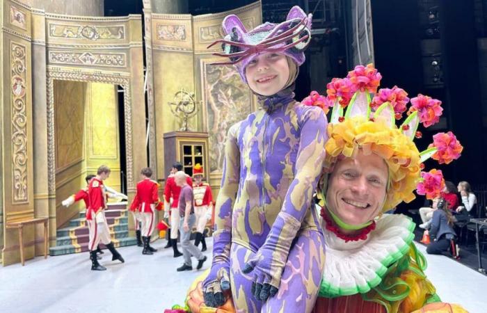 A father and his 7-year-old daughter dance together in “The Nutcracker” by Grands Ballets Canadiens