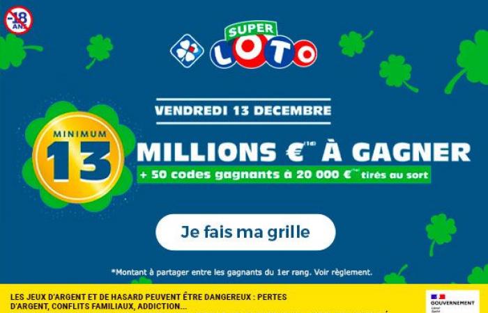 SUPER Loto Friday December 13, 2024: 13 million euros to be won! – FDJ