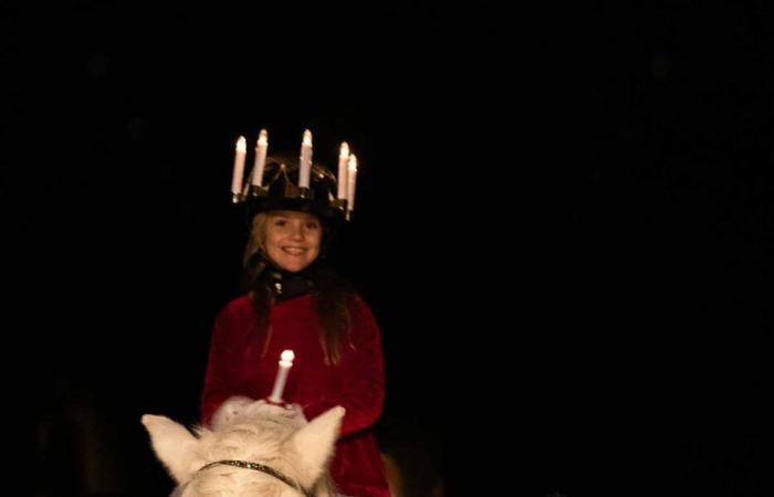 Princess Estelle crowned with candles for Saint Lucia