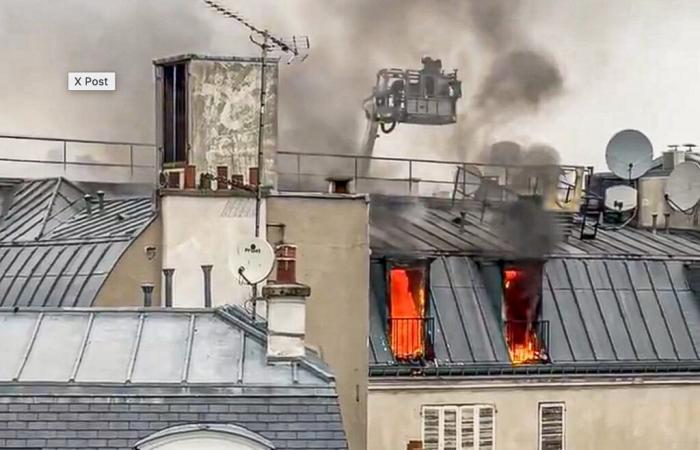 Fire in progress on avenue d'Iéna in the 16th arrondissement of Paris