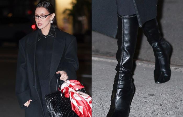 Bella Hadid Dons Pointy Femme LA Boots for Sleek Monochromatic Winter Look in NYC