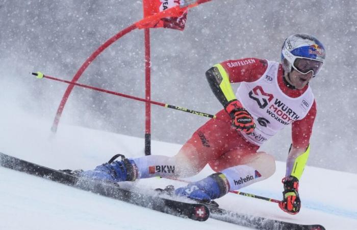 Olympic ski champion Marco Odermatt leads World Cup GS in French Alps after 1st run