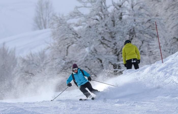 the snow and the skiers present for the first day of opening of the resort