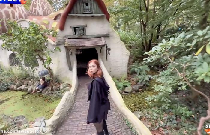 18+ model walks through the Efteling in a spicy video on porn site