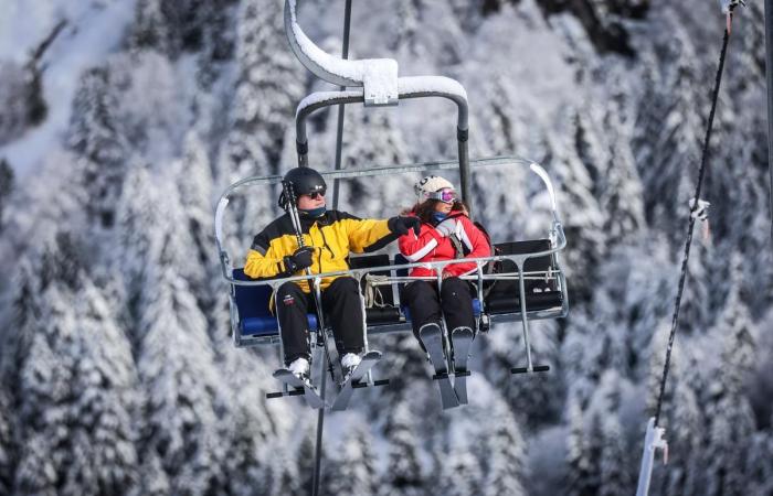 the snow and the skiers present for the first day of opening of the resort