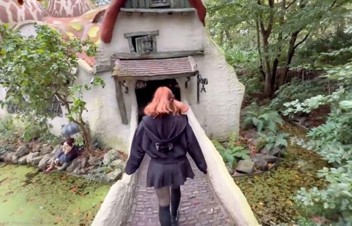 18+ model walks through the Efteling in a spicy video on porn site