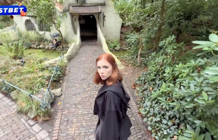 18+ model walks through the Efteling in a spicy video on porn site