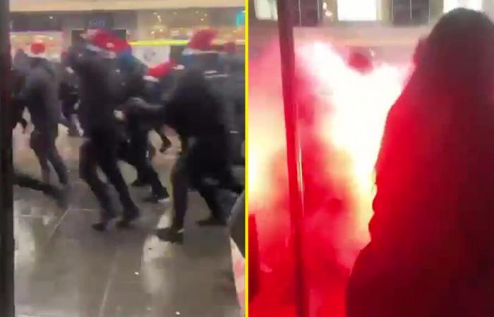 Rangers and Celtic fans leave locals terrified as they clash in Glasgow city centre ahead of Scottish League Cup final