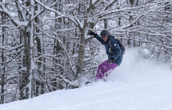 the snow and the skiers present for the first day of opening of the resort