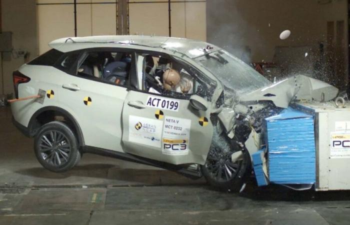 This is what the crash test of a car with 0 stars looks like