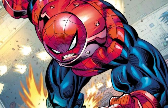 Meet the Spider-Naut, as Spider-Man is enhanced with the power of the Juggernaut in March