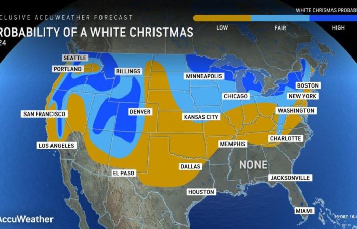 Christmas Snow Map Shows Half of US States Have Chance at White Christmas