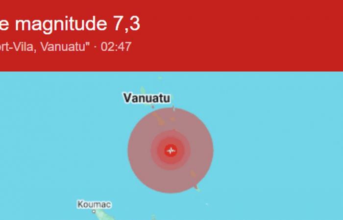 Tsunami alert in Loyalty and on the east coast of New Caledonia after an earthquake in Vanuatu