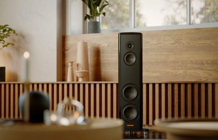 One-piece high-end aluminum Hifi speaker, in an almost compact format