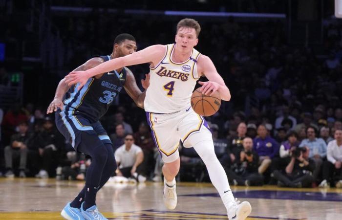 Dalton Knecht plays 13 minutes in Lakers’ win against Memphis