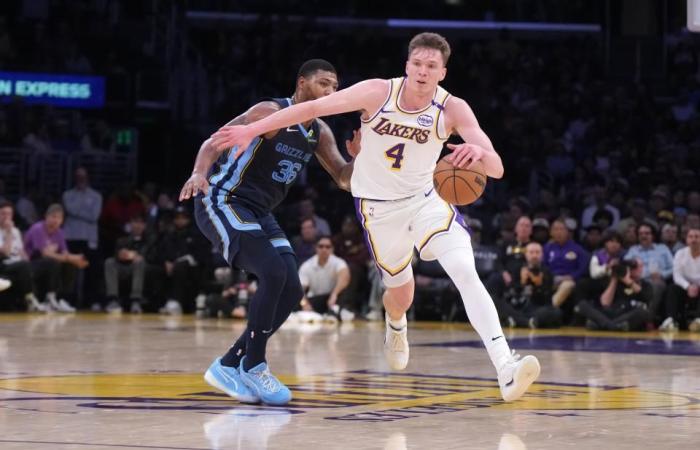 Dalton Knecht plays 13 minutes in Lakers’ win against Memphis