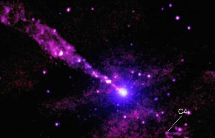 NASA observes black hole jet hitting enigmatic object 12 million light years away