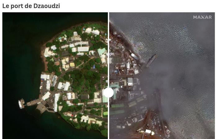 BEFORE/AFTER. Visualize the extent of the damage in Mayotte after the passage of Cyclone Chido