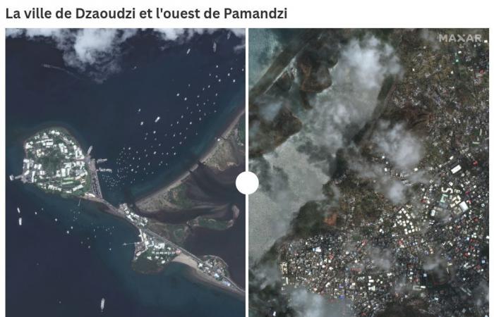 BEFORE/AFTER. Visualize the extent of the damage in Mayotte after the passage of Cyclone Chido