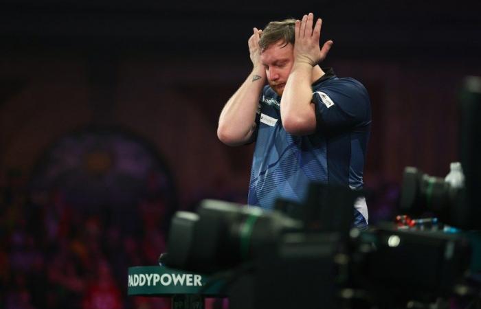 Emotional scenes as Fallon Sherrock’s boyfriend Cameron Menzies sheds tears on stage during shock defeat to world No.130