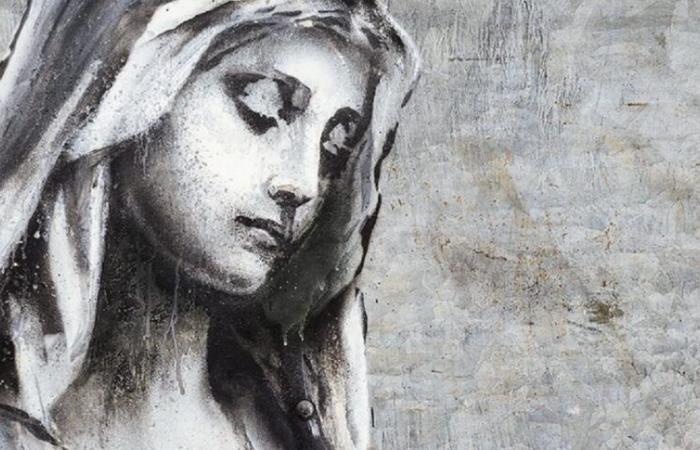 Banksy returns to social media, a Madonna with child and pierced breasts: symbol of suffering in Gaza?