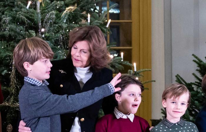 Queen Silvia’s 8 grandchildren gathered to decorate Christmas trees with their grandmother