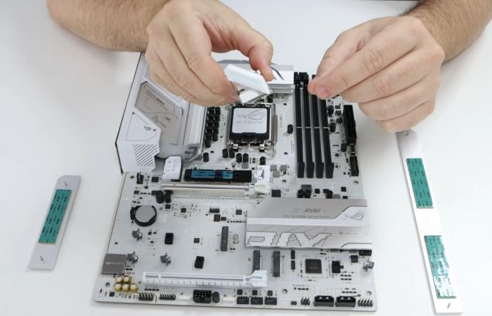 A white motherboard with 10 USB ports at a low price