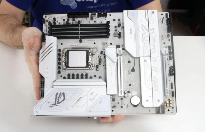 A white motherboard with 10 USB ports at a low price