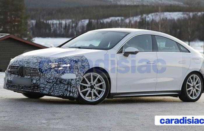 Partially stripped of its camouflage, the new Mercedes CLA reveals some of its secrets.