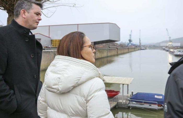 Yuriko Backes and Lex Delles visited the port of Mertert after the lock accident