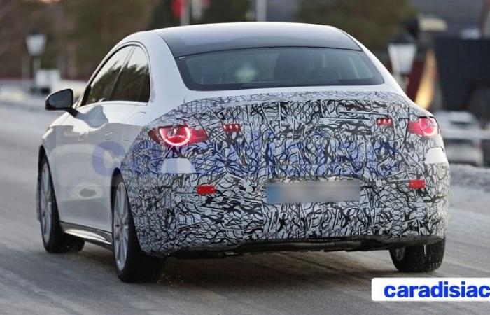 Partially stripped of its camouflage, the new Mercedes CLA reveals some of its secrets.