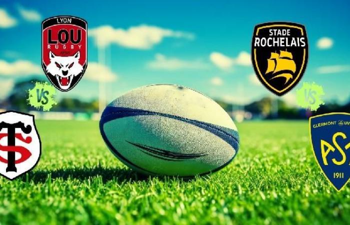 Your La Rochelle/Clermont and Lyon/Stade Toulousain Rugby Matches at what time and on which channel?